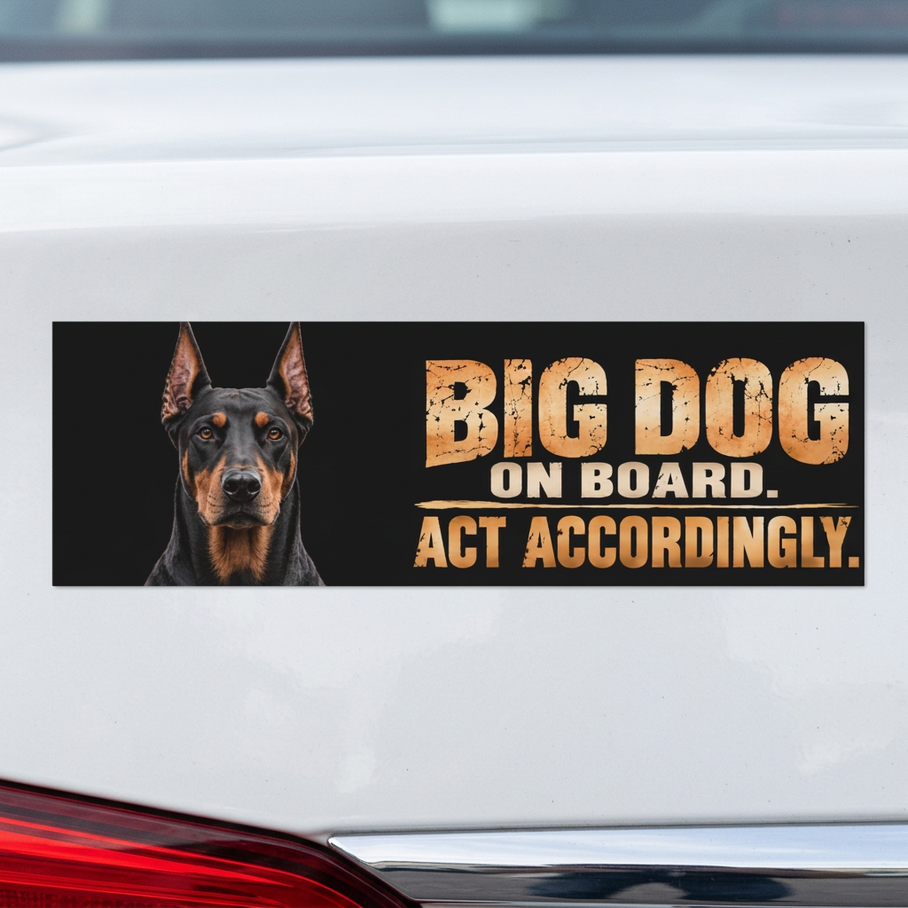 Dobermannin magneetin lähikuva auton perässä