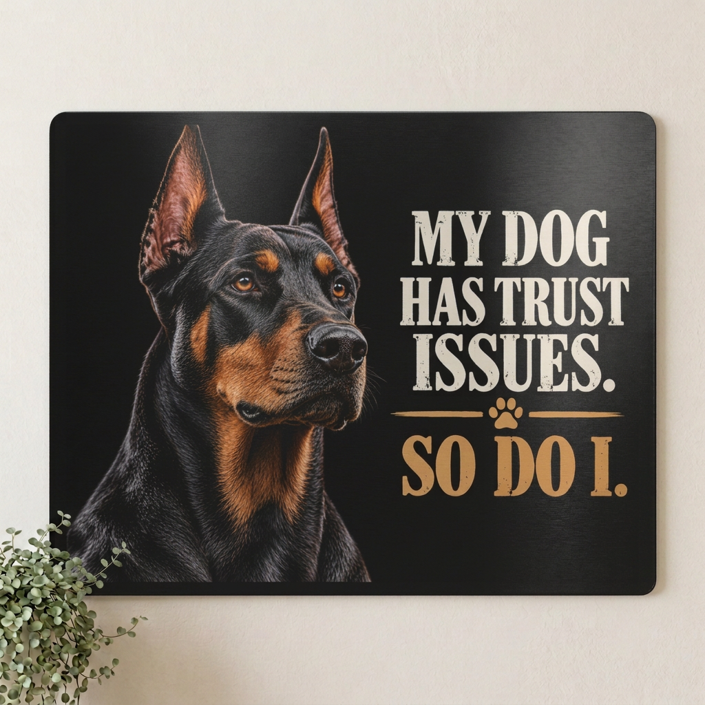 Dobermannin pääkuvamockup vaalealla seinällä