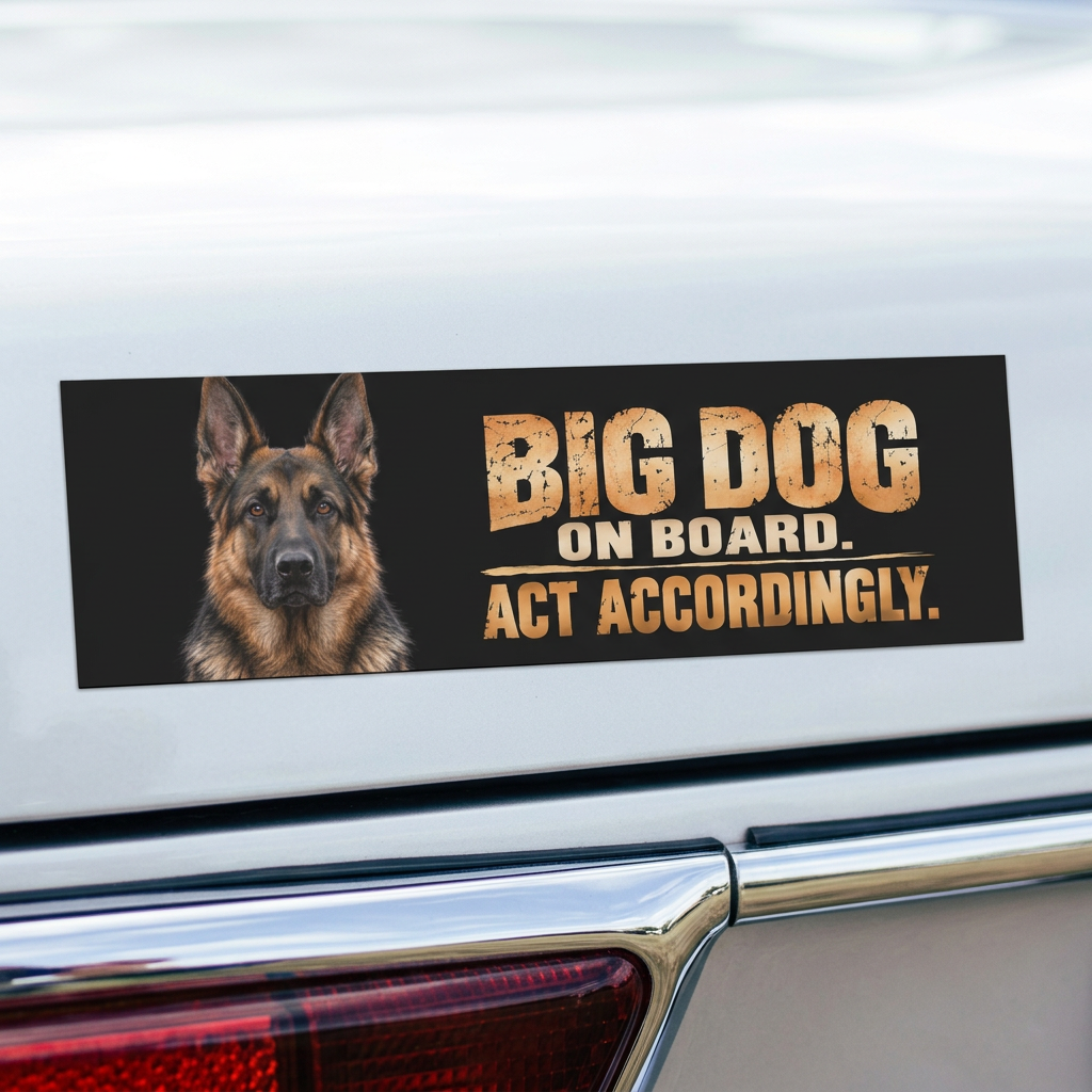German Shepherd -magneetin lähikuva auton perässä