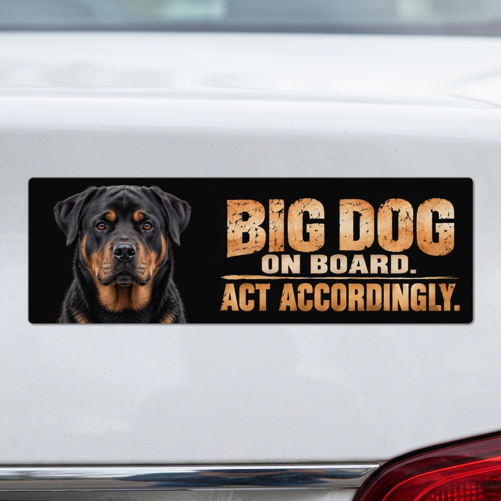 Rottweiler-magneetin lähikuva auton perässä