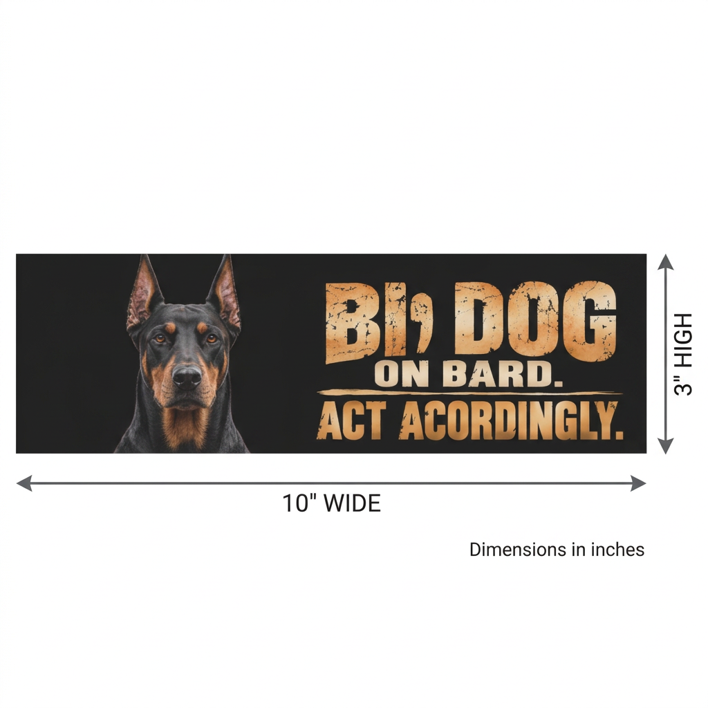Dobermannin magneetin mittakuva 10 × 3 tuumaa