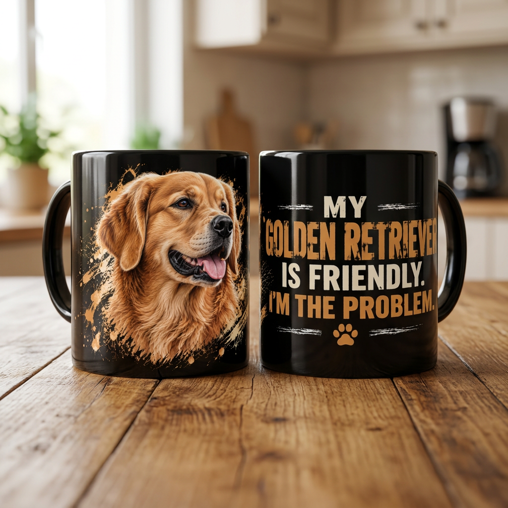 Golden Retriever -muki pöydällä