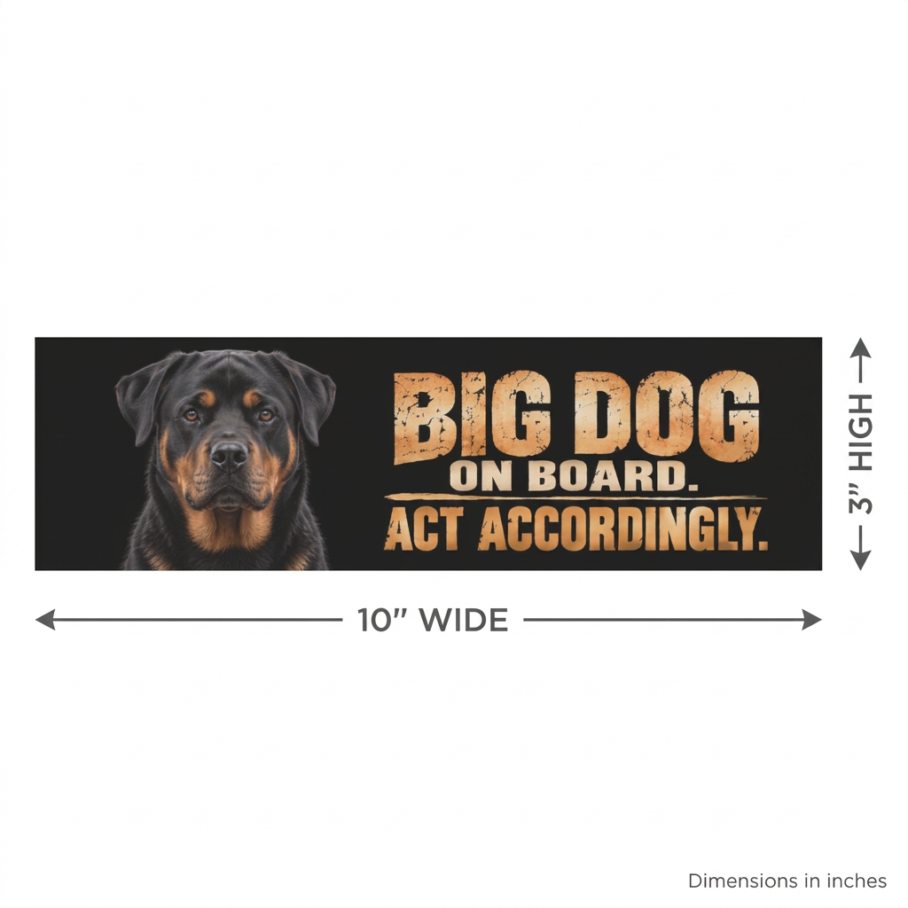 Rottweiler-magneetin mittakuva, 10 × 3 tuumaa